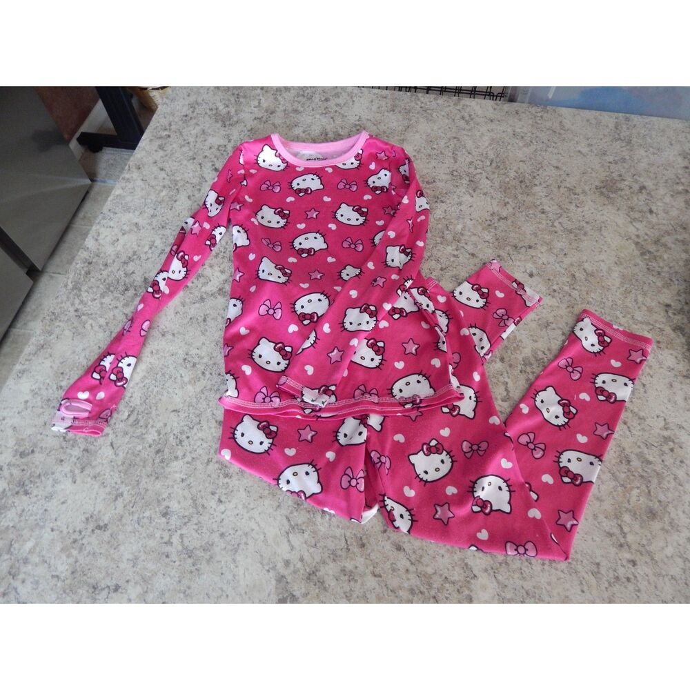 Hello Kitty Sanrio Cuddl Duds ClimateRight Girls Small Pink Pajama Set Sleepwear